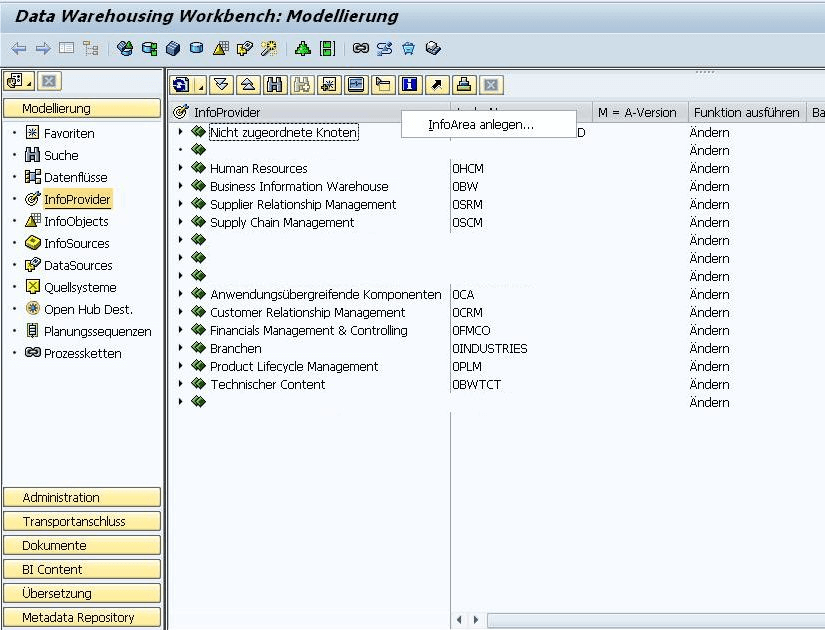 Schnelleinstieg in SAP Business Warehouse (BW) - InfoArea